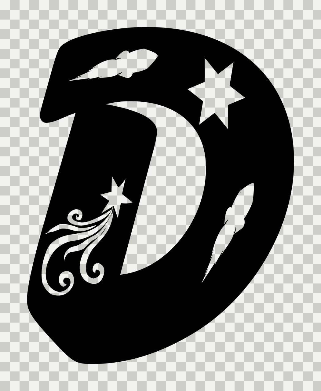 D Letter Decorated With Crescent Moon And Star transparency and detail preview thumbnail