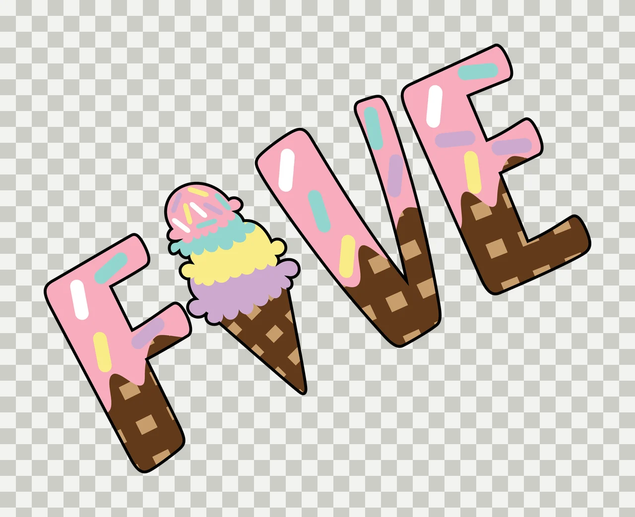 Ice Cream Five Cone Typography black white plain dessert monochrome transparency and detail preview thumbnail