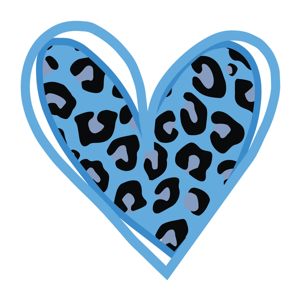Black Heart With Animal Print Fill outline pattern white shape