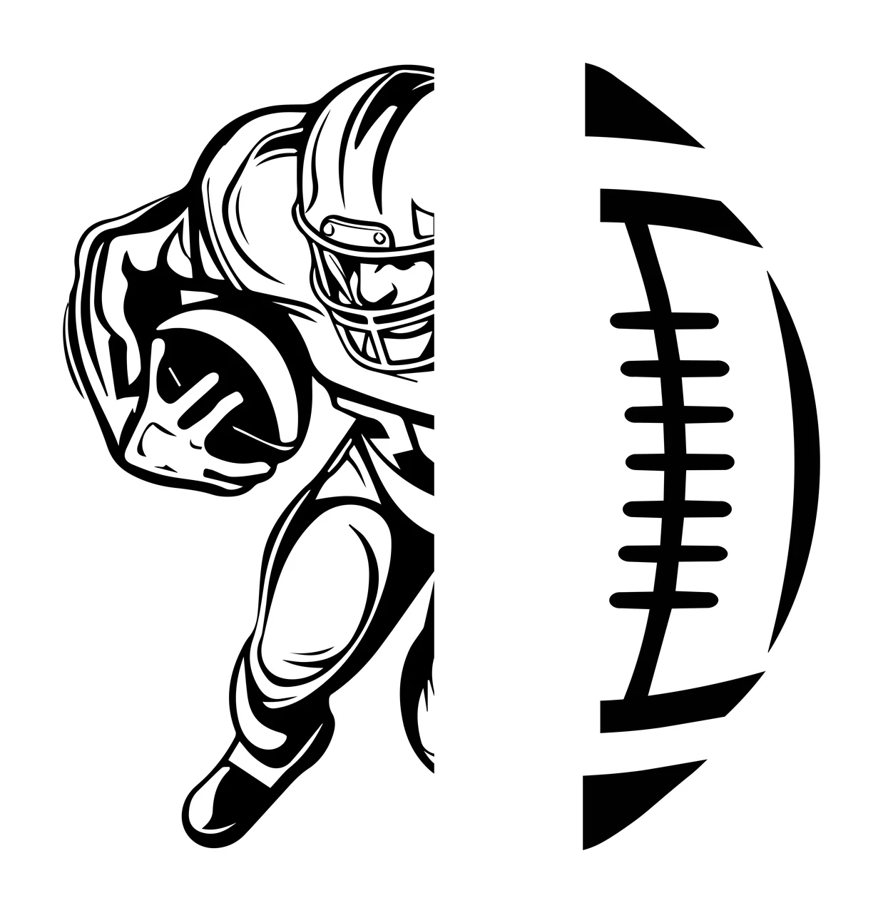 Football Player Silhouette Half Circle running helmet split