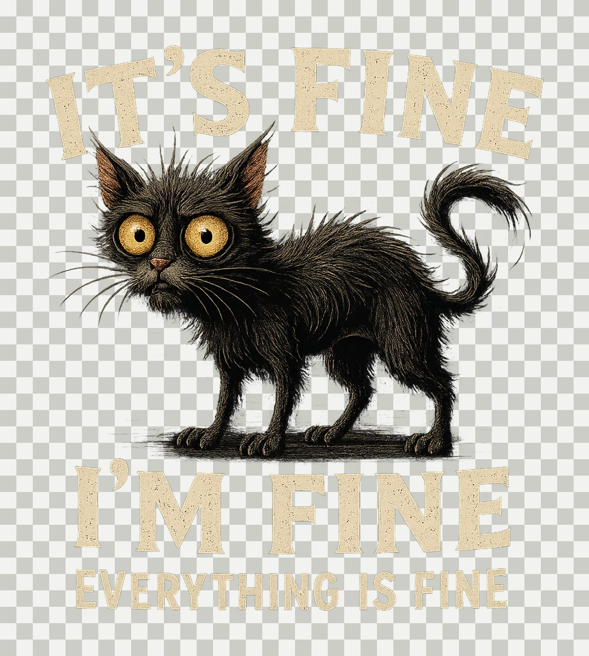 Its Fine Im Fine Everything is Fine Funny Cat Artwork transparency and detail preview thumbnail