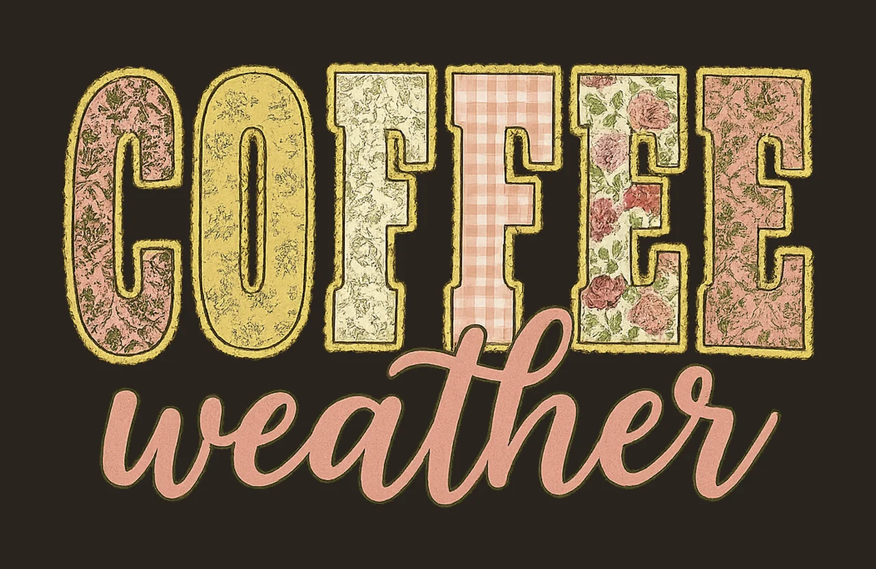 Retro Pink Coffee Weather Fall Coffee Lover Design Autumn contrast preview thumbnail