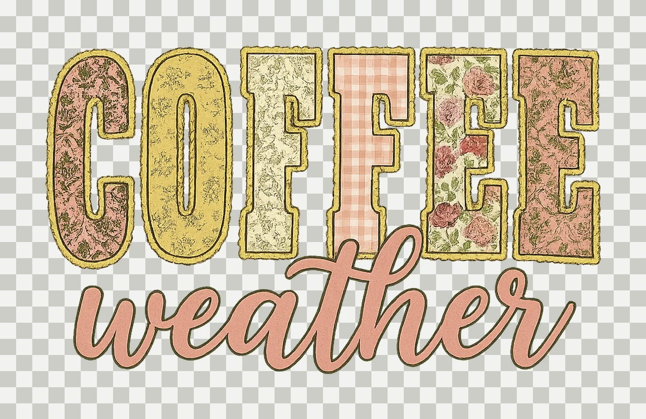 Retro Pink Coffee Weather Fall Coffee Lover Design Autumn transparency and detail preview thumbnail