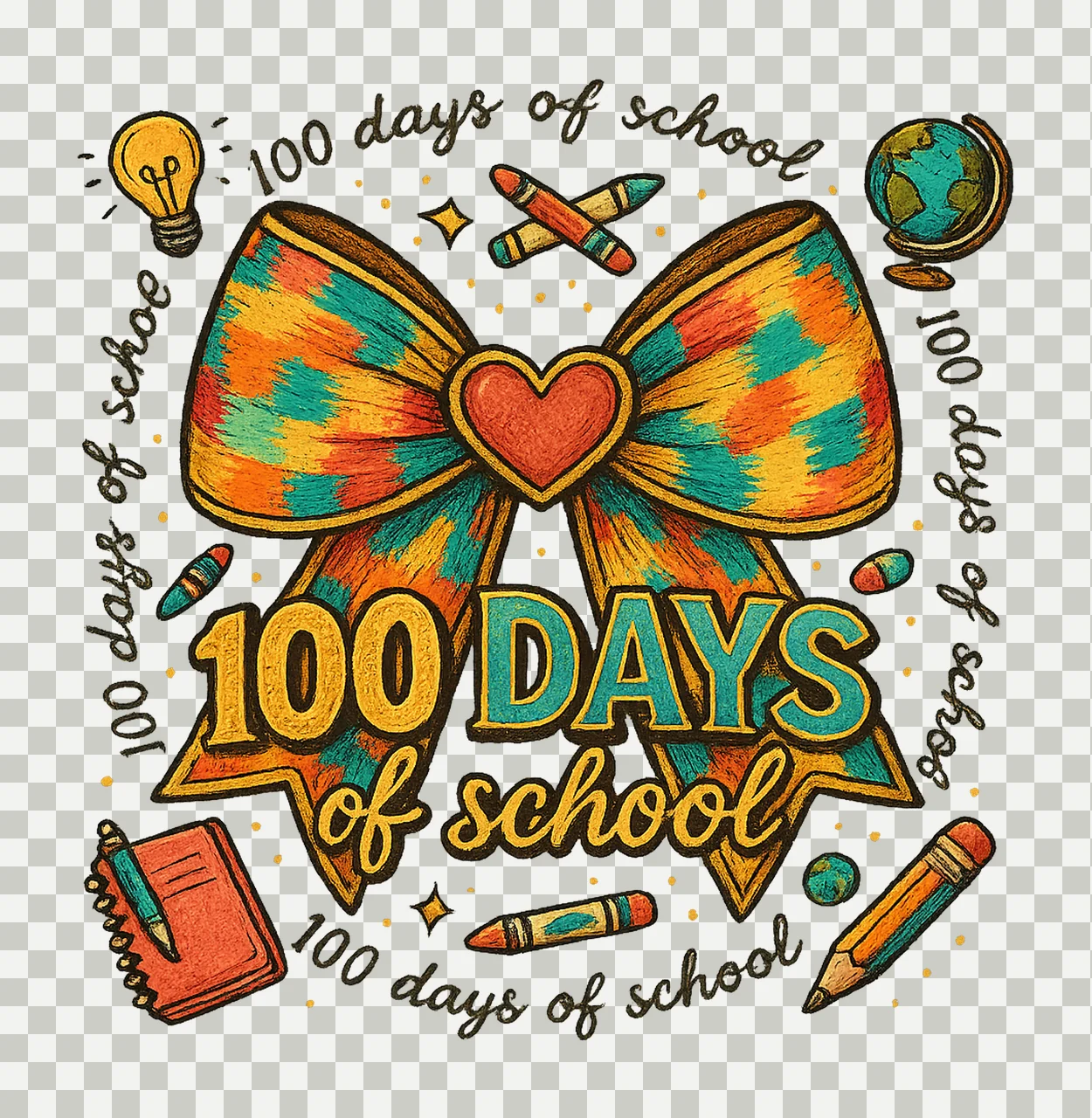 100 Day of School Coquette My Teacher Survived 100 Days transparency and detail preview thumbnail