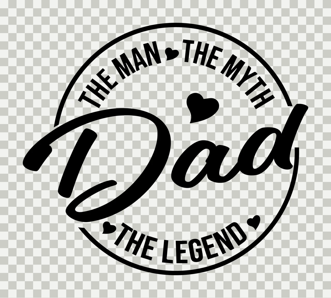 Dad Circular Badge Text Reading circle hearts logo black white transparency and detail preview thumbnail