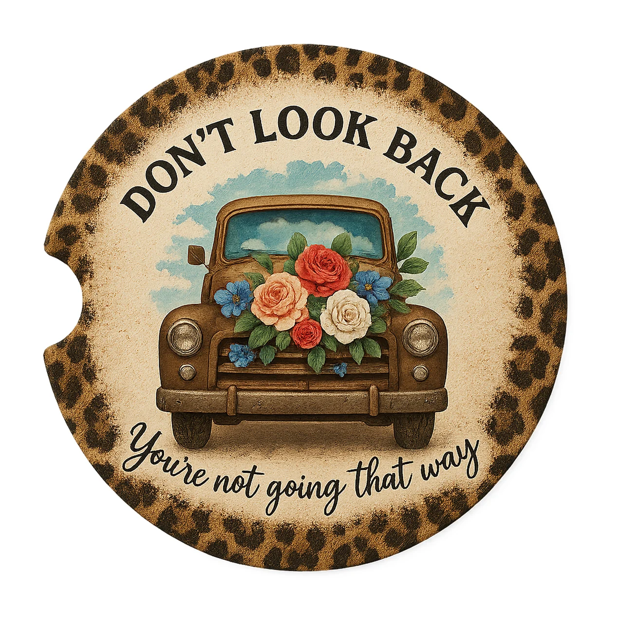 Car Coaster Don Look Back Design Vintage Truck Sublimation