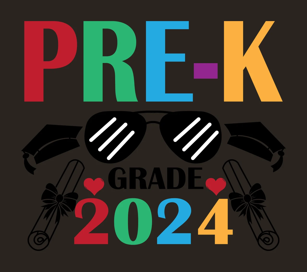 School With Sunglasses text decorating graduation caps diplomas contrast preview thumbnail
