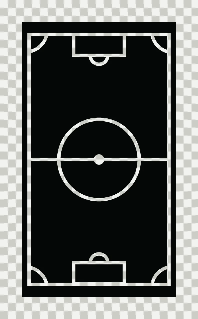 Soccer Black Field Court Diagram Outlining center circle goal boxes transparency and detail preview thumbnail
