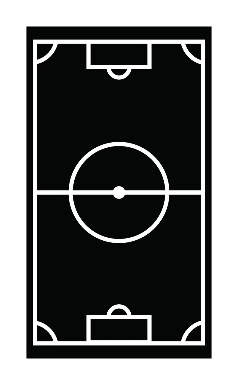Soccer Black Field Court Diagram Outlining center circle goal boxes