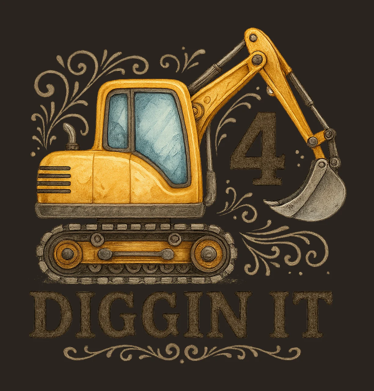 and Diggin It Construction Birthday Theme Sublimation Design contrast preview thumbnail