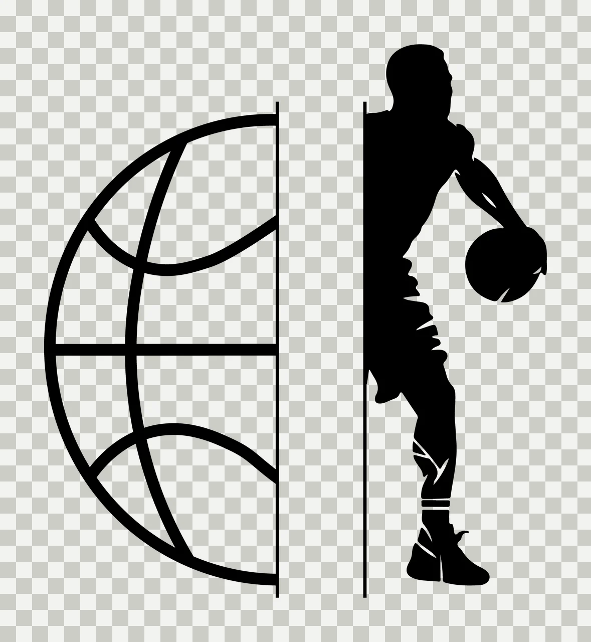 Can Glass Wrap Silhouette Basketball Player And Globe transparency and detail preview thumbnail