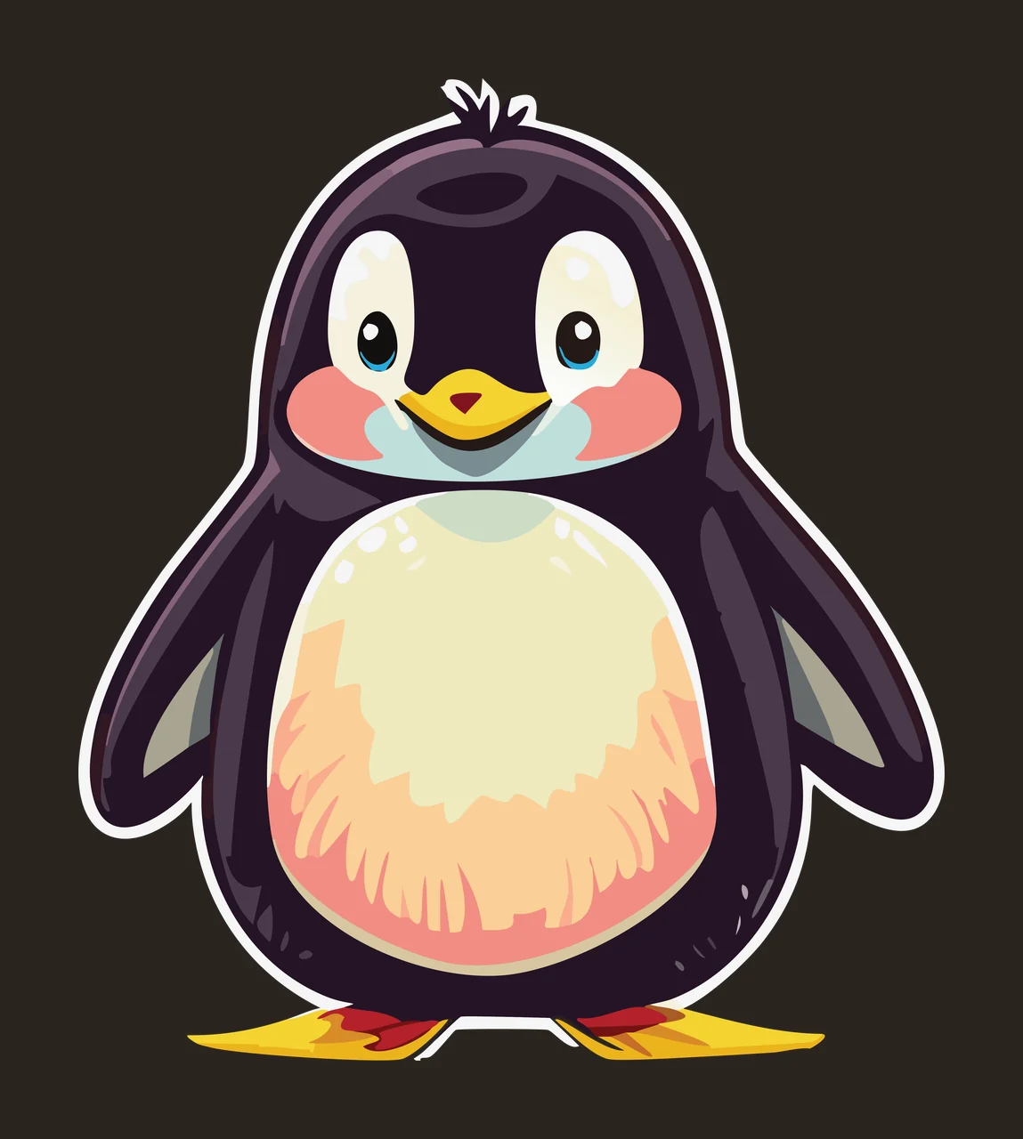 Animal Penguin Character Outline Drawing standing line art silhouette contrast preview thumbnail