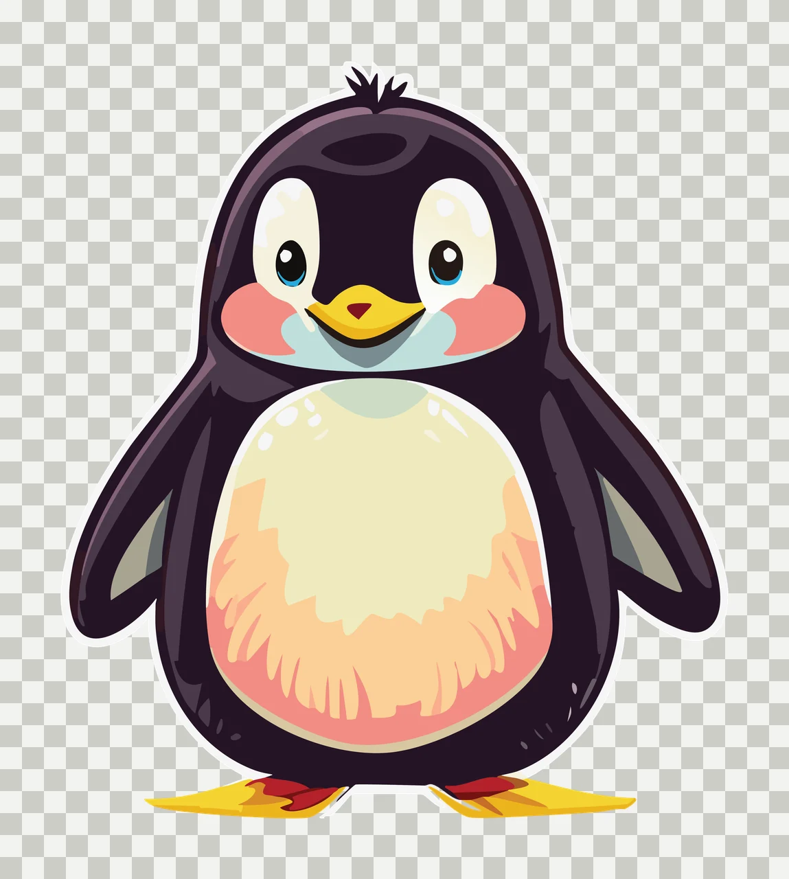 Animal Penguin Character Outline Drawing standing line art silhouette transparency and detail preview thumbnail