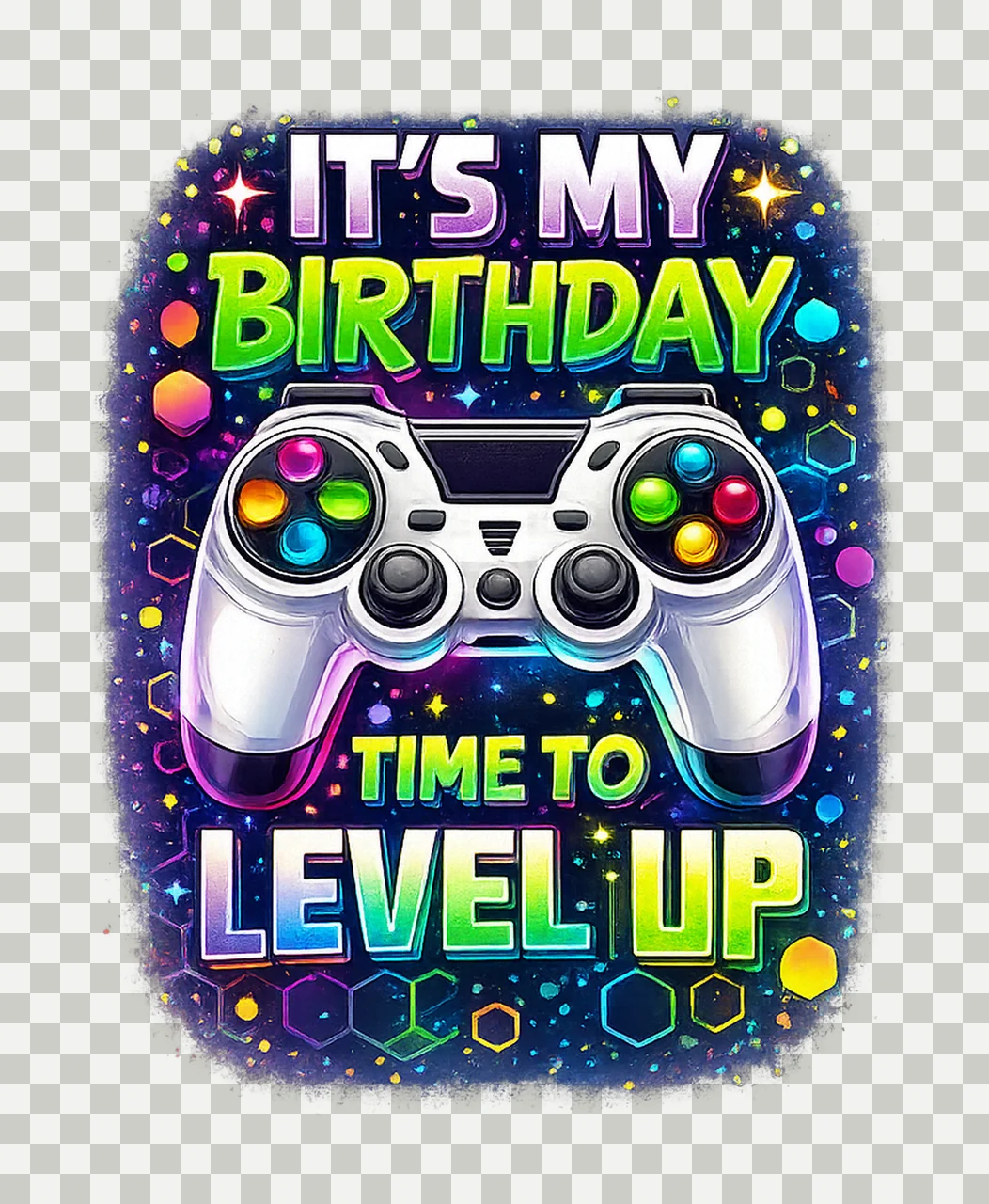 Its My Birthday Boy Time to Level Up Gamer Birthday Shirt transparency and detail preview thumbnail