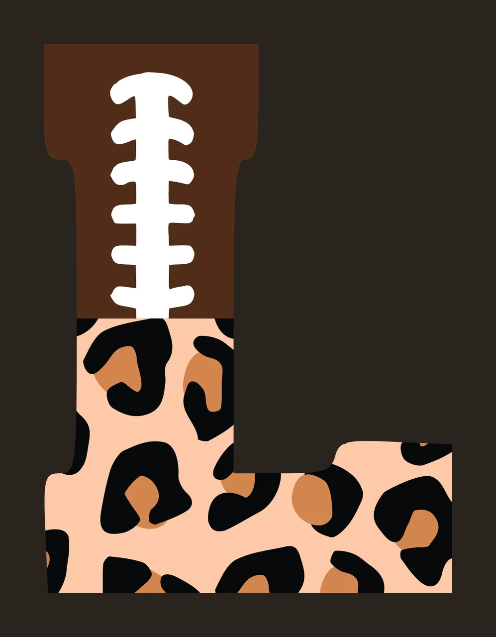 Letter L Brown Football Leopard Print contrast preview thumbnail