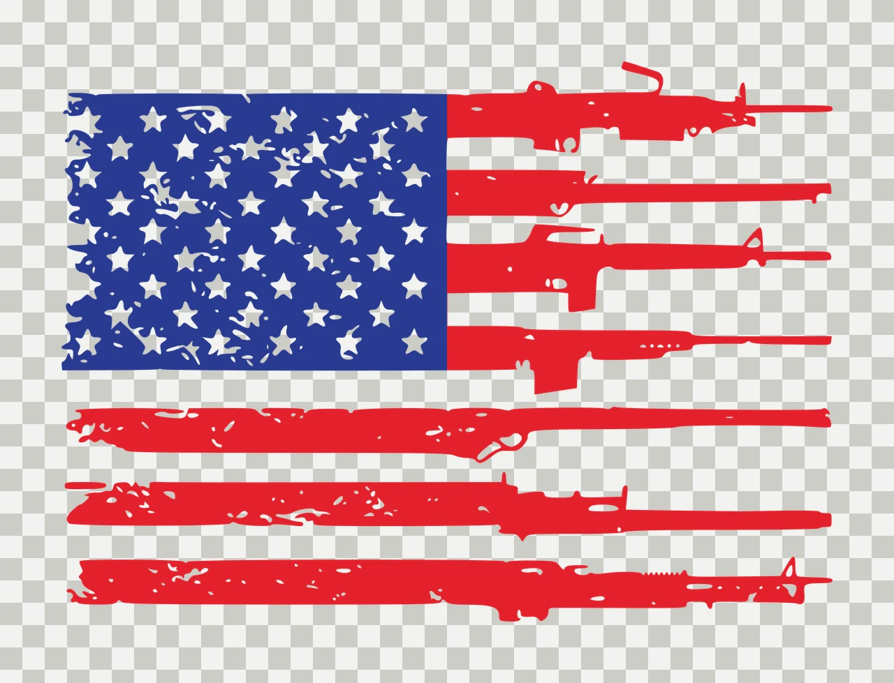 Gun Flag Horizontal Rifle Silhouettes Forming A Distressed rifles transparency and detail preview thumbnail