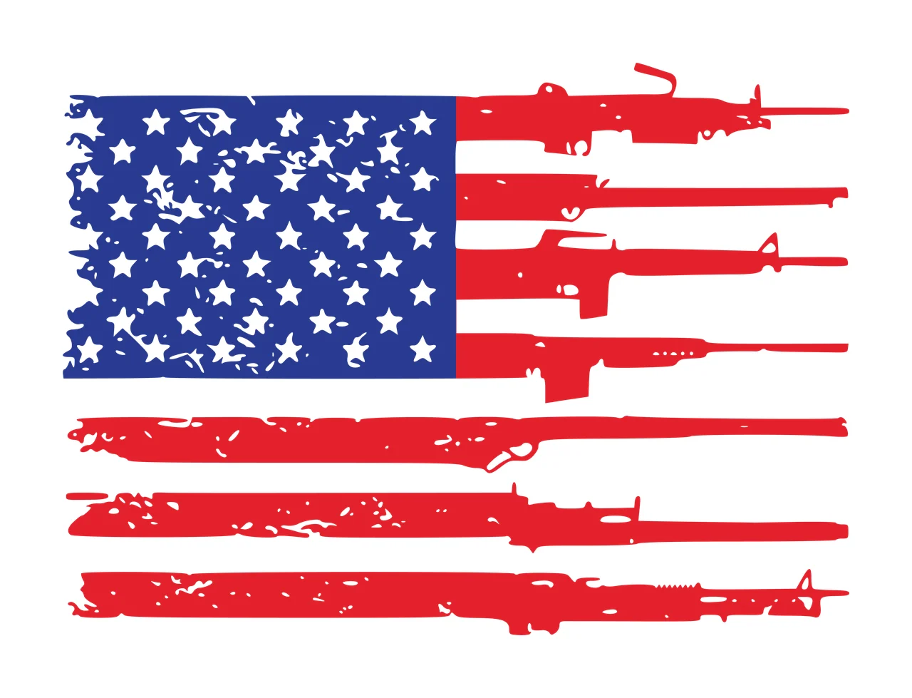 Gun Flag Horizontal Rifle Silhouettes Forming A Distressed rifles