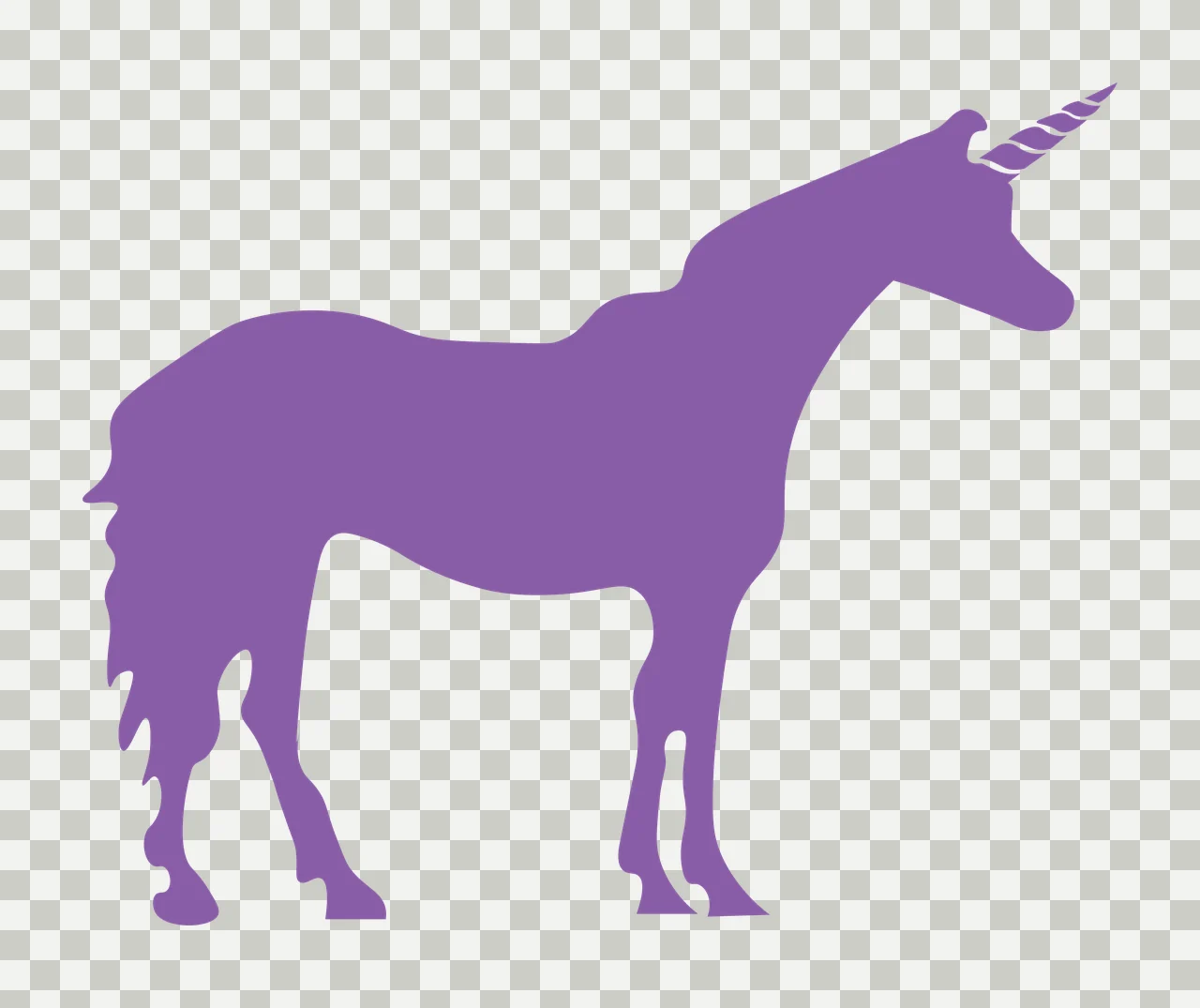 Black Silhouette Of A Standing Horse With Long horn legs tail transparency and detail preview thumbnail