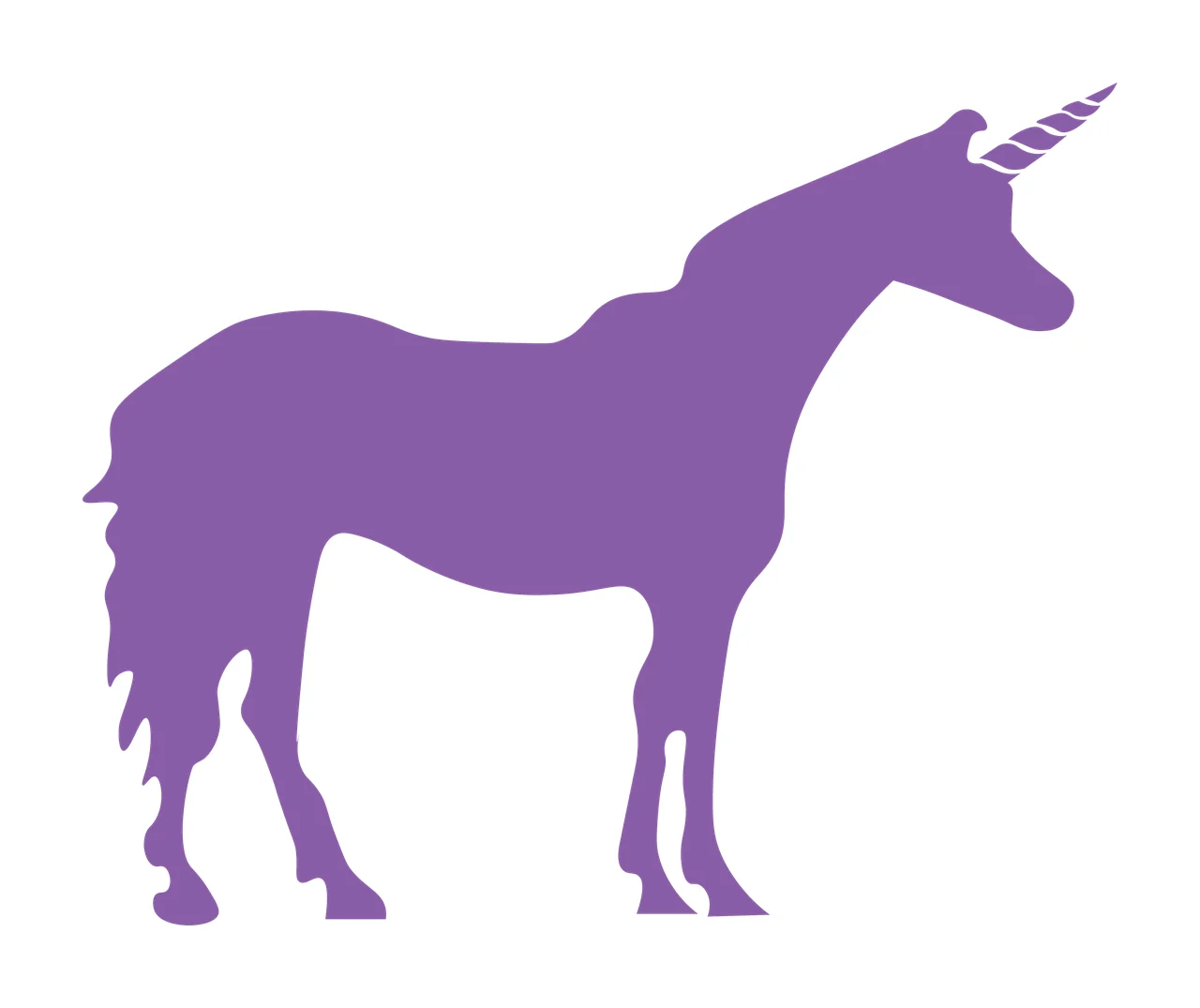 Black Silhouette Of A Standing Horse With Long horn legs tail