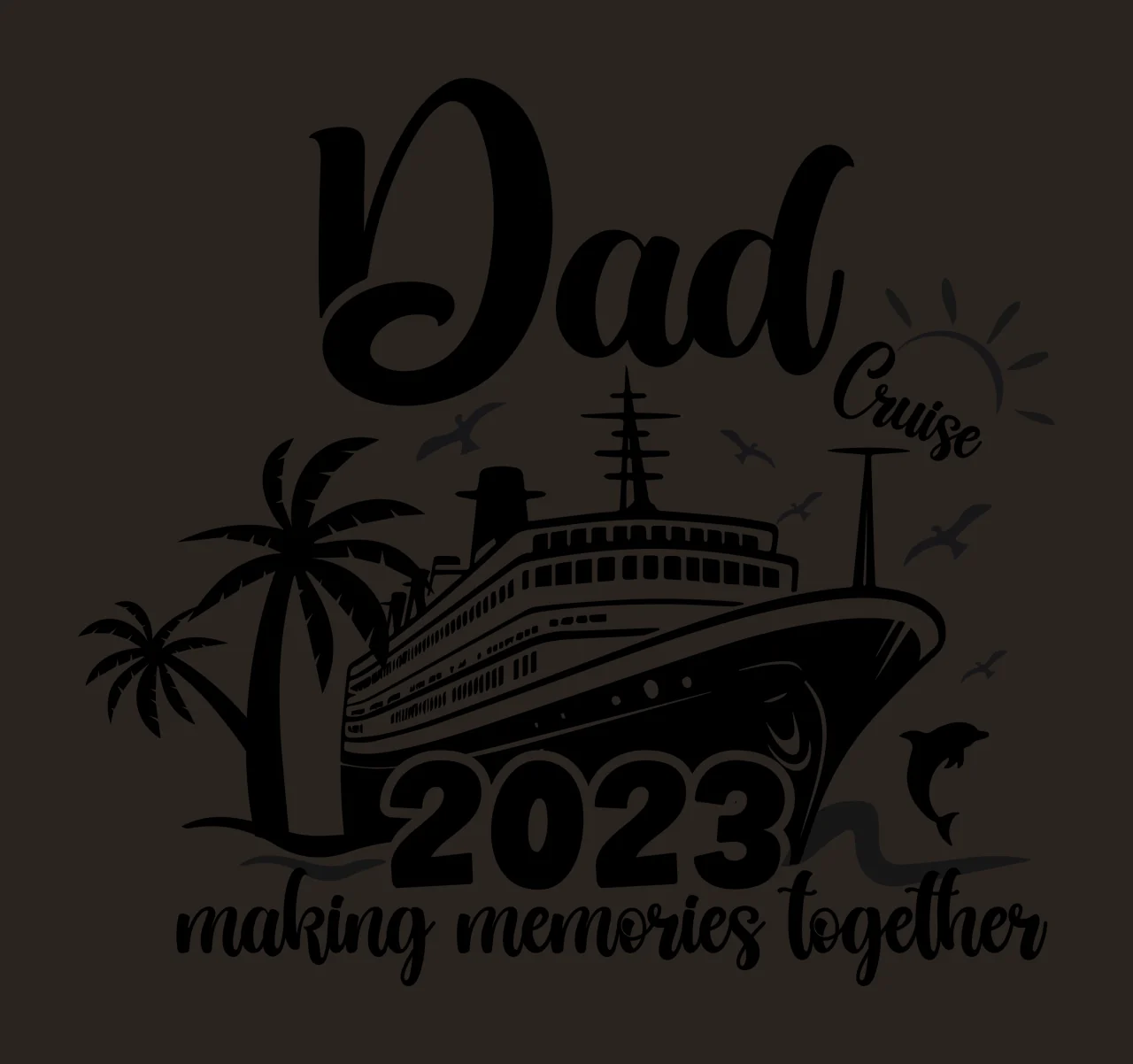 Family Nautical Design ship stationary palm trees sun birds contrast preview thumbnail