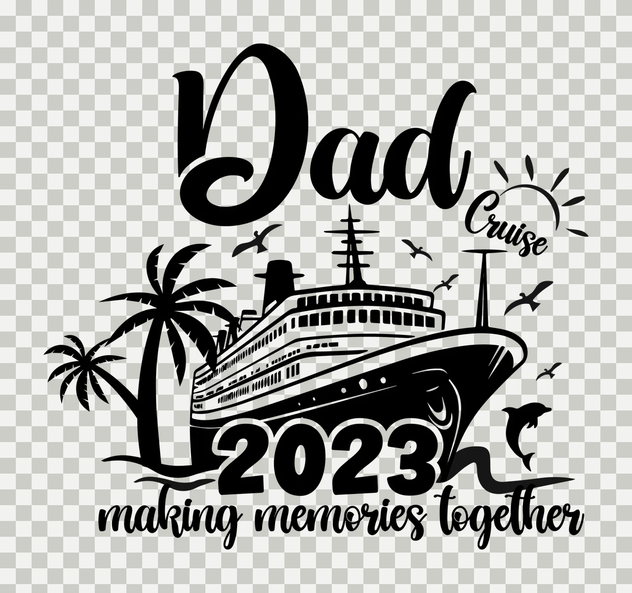 Family Nautical Design ship stationary palm trees sun birds transparency and detail preview thumbnail