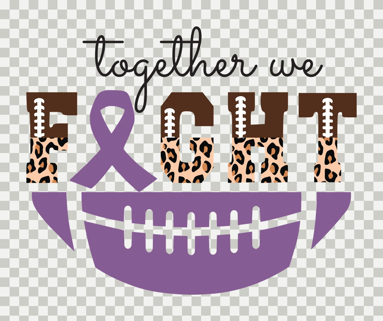 Awareness Together We Fight Football Typography ribbon black transparency and detail preview thumbnail
