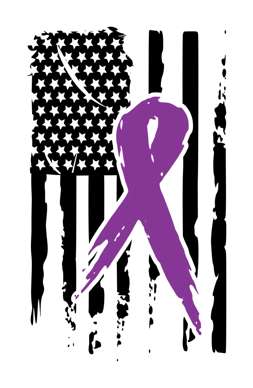 Awareness Ribbon On Distressed Flag Background Displaying star