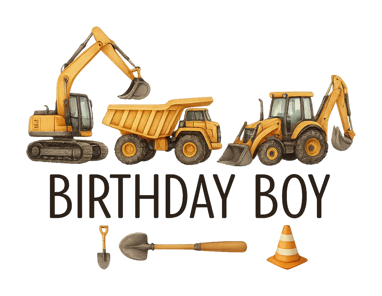 Construction Birthday Sublimation Excavator Truck Design