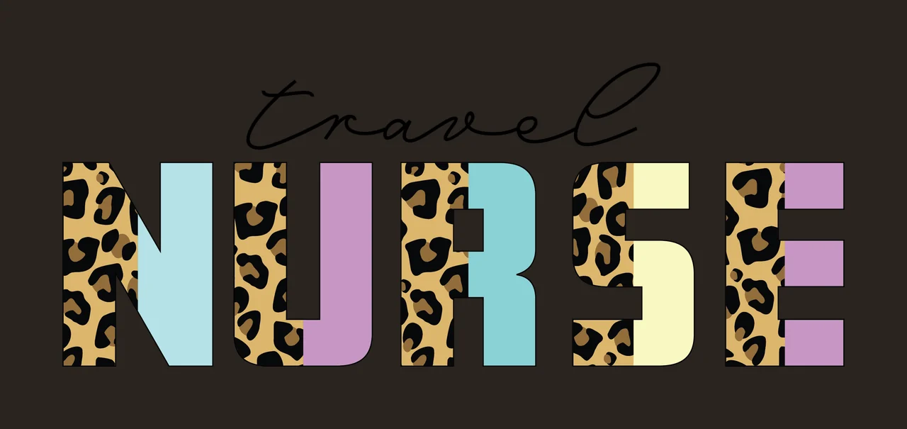Travel Nurse Text With Animal Print branding typography black contrast preview thumbnail