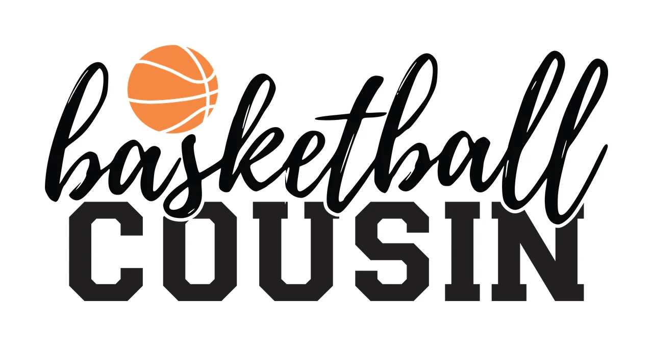 Basketball Cousin Text Graphic With A Small Icon displaying