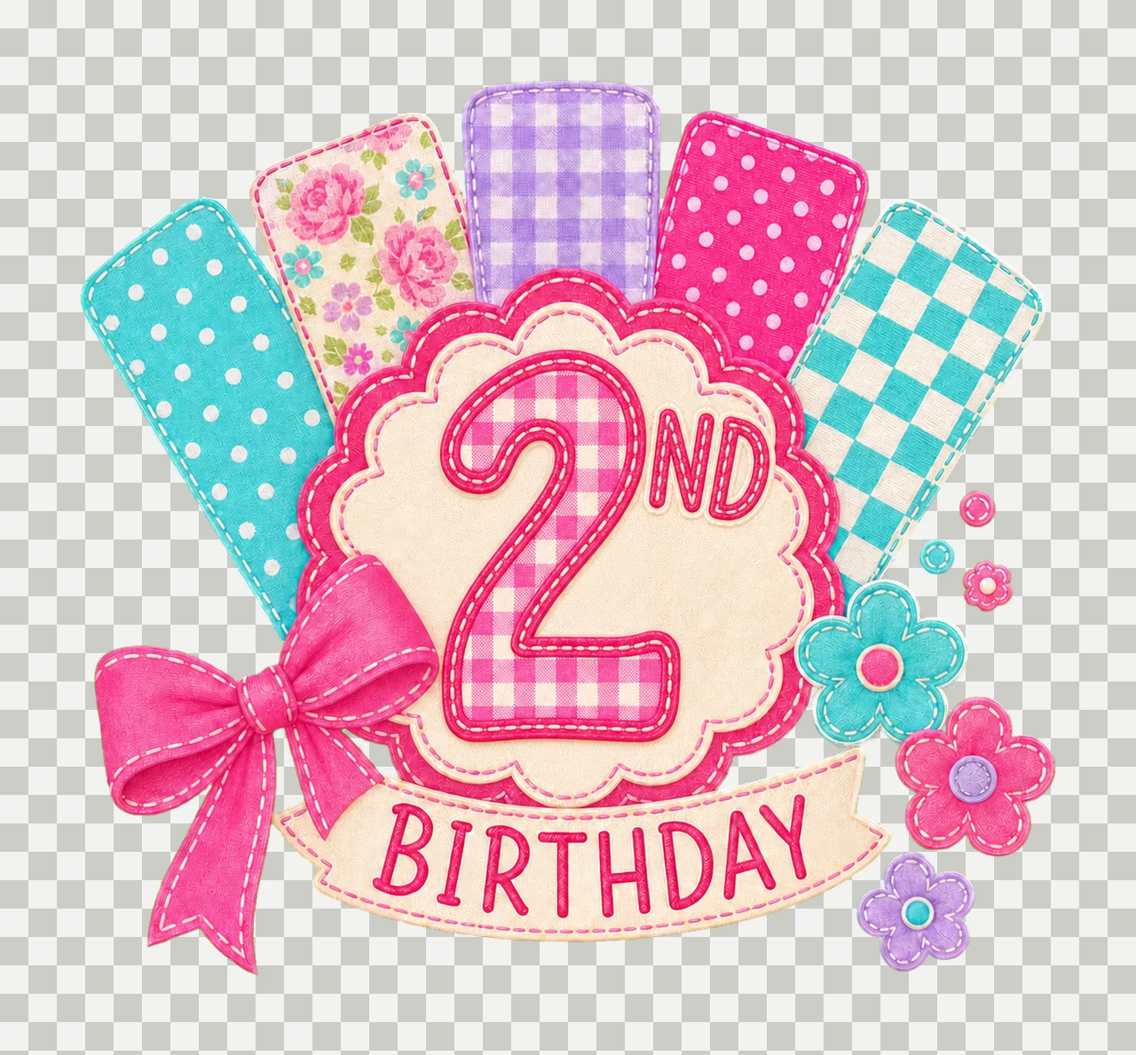 Preppy Patchwork Birthday age 02 transparency and detail preview thumbnail