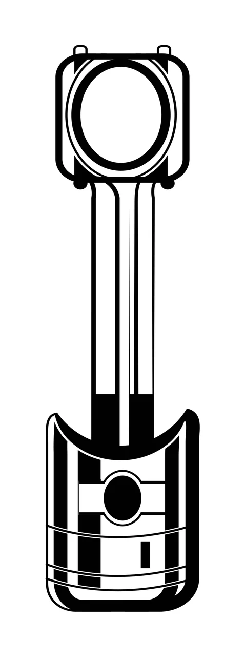 Mechanic Engine Piston Illustration In Black Stationary Cylinder