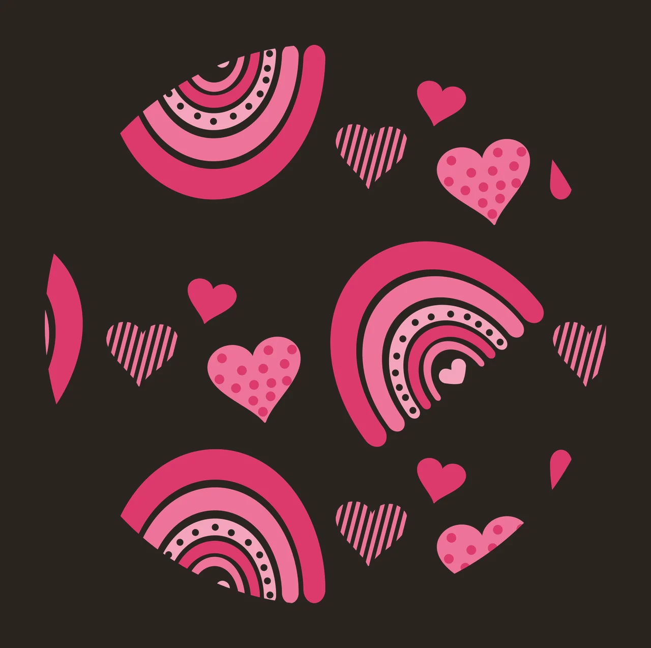Keychain Circle Pattern Of Rainbows And Hearts rainbow heart contrast preview thumbnail