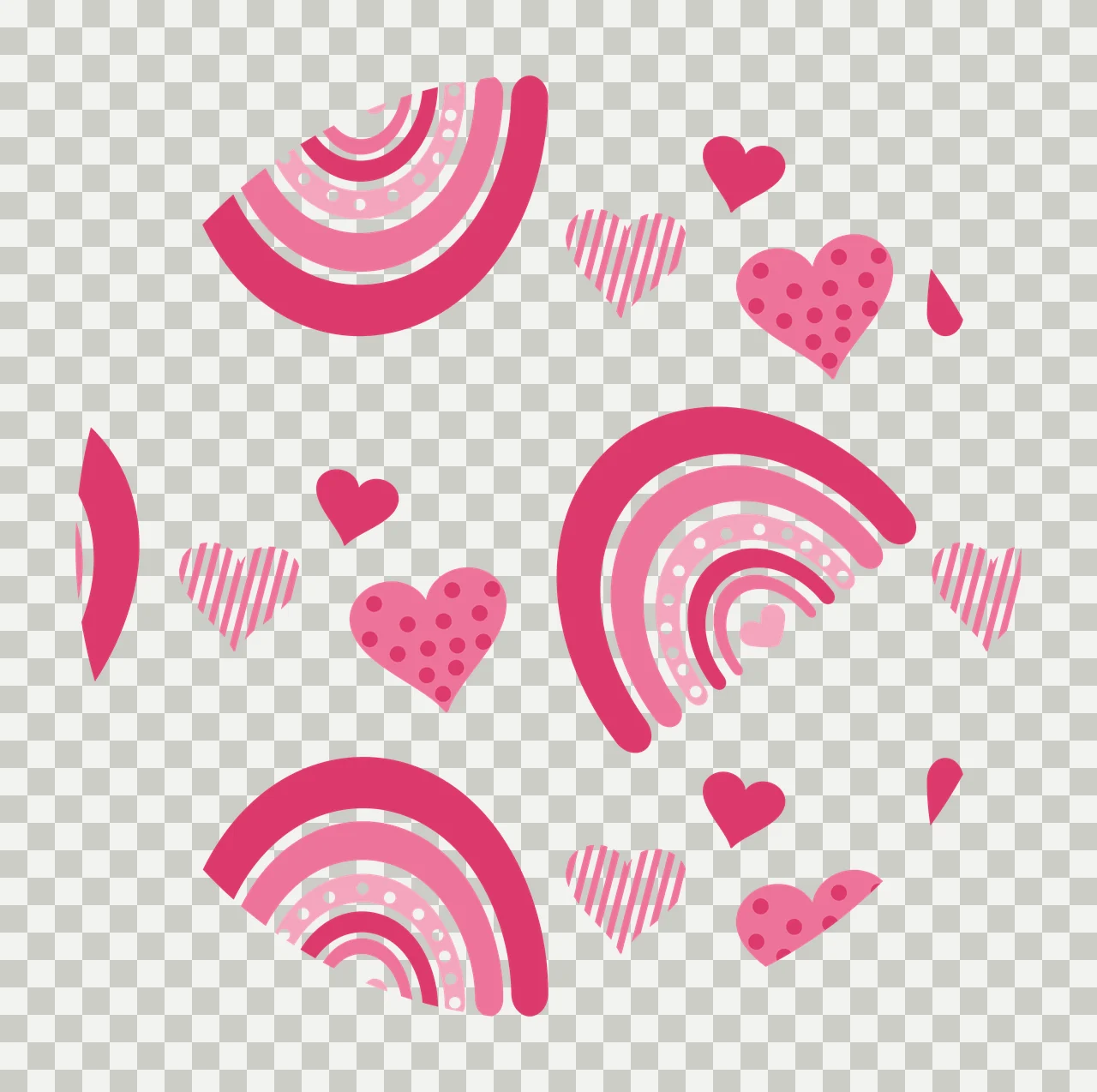 Keychain Circle Pattern Of Rainbows And Hearts rainbow heart transparency and detail preview thumbnail