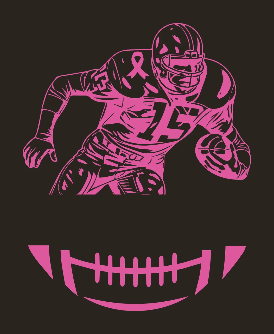 Football 15 Running Player Carrying Graphic helmet ribbon line art contrast preview thumbnail