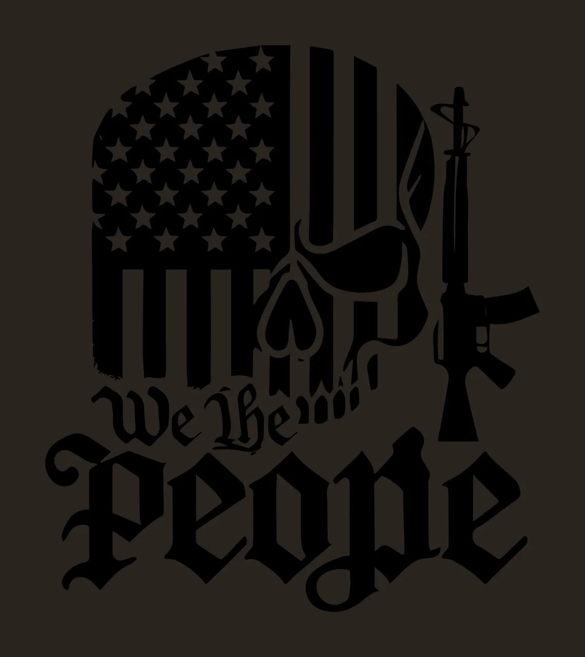 We The People Skull Flag Design rifle black white typography contrast preview thumbnail
