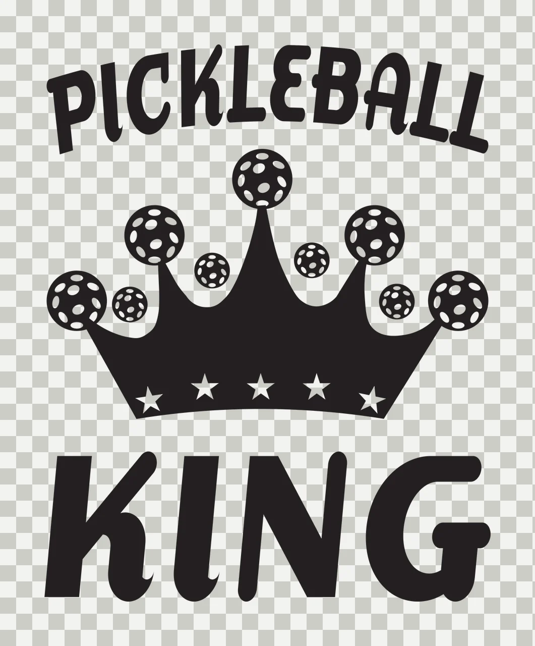 Pickleball Crown With Ball Icons decorated balls stars black transparency and detail preview thumbnail