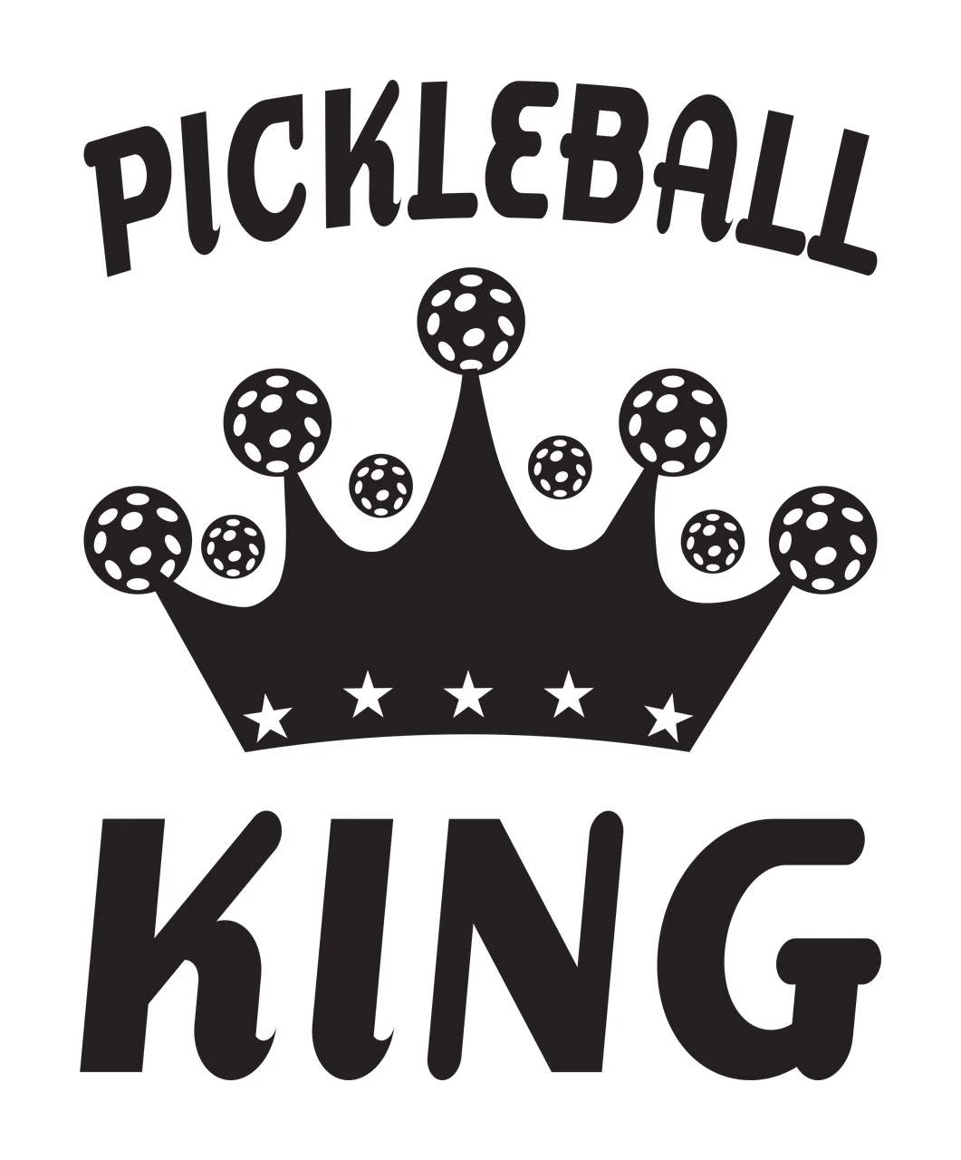 Pickleball Crown With Ball Icons decorated balls stars black