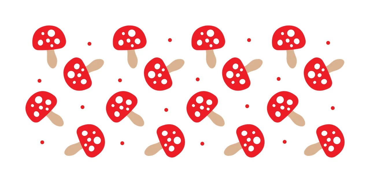 Can Glass Wrap Repeating Mushroom And Small Flower mushrooms