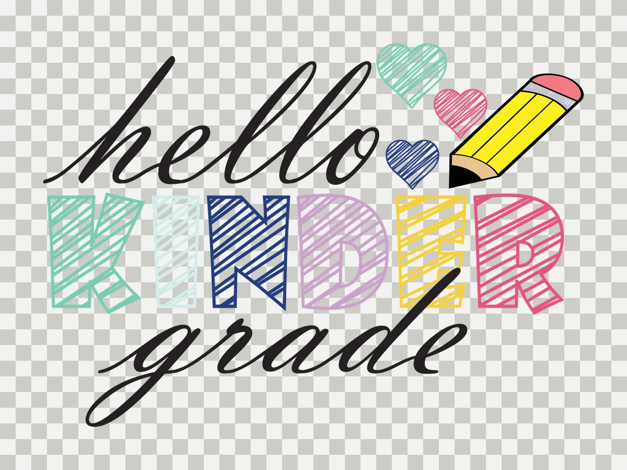 Grade Hello Black And White Typography With Pencil displaying transparency and detail preview thumbnail
