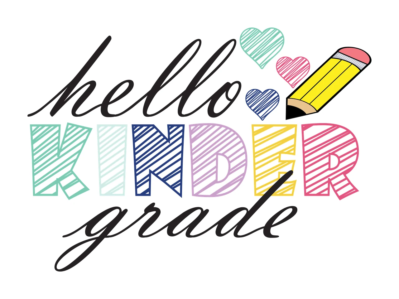 Grade Hello Black And White Typography With Pencil displaying