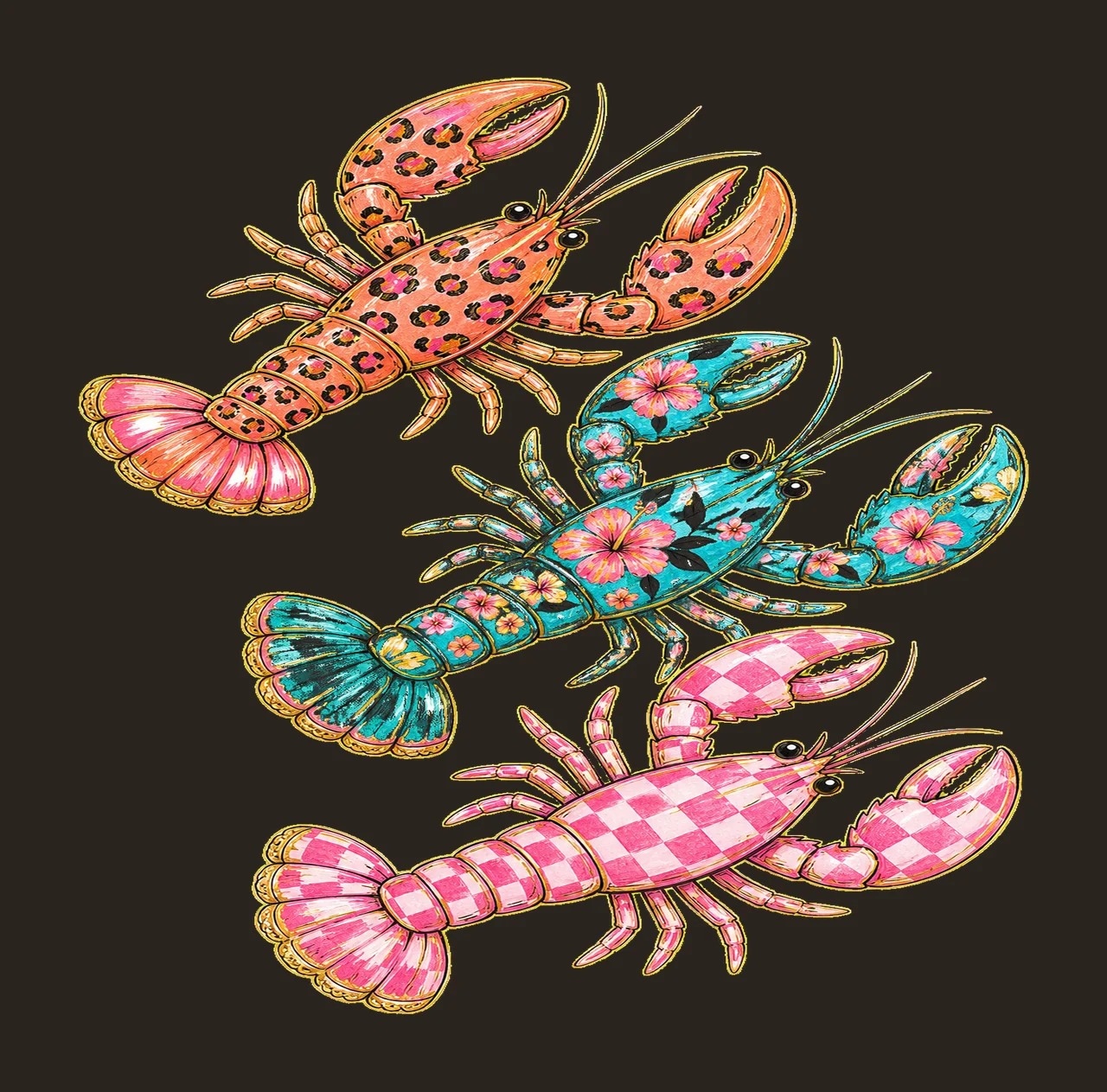 Preppy Lobster Beach Summer Vacation Shirt Variation B contrast preview thumbnail