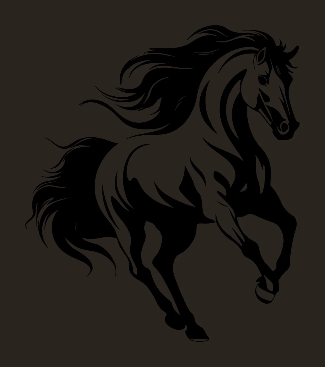 Horse Running In Dynamic Motion mane tail legs silhouette black contrast preview thumbnail