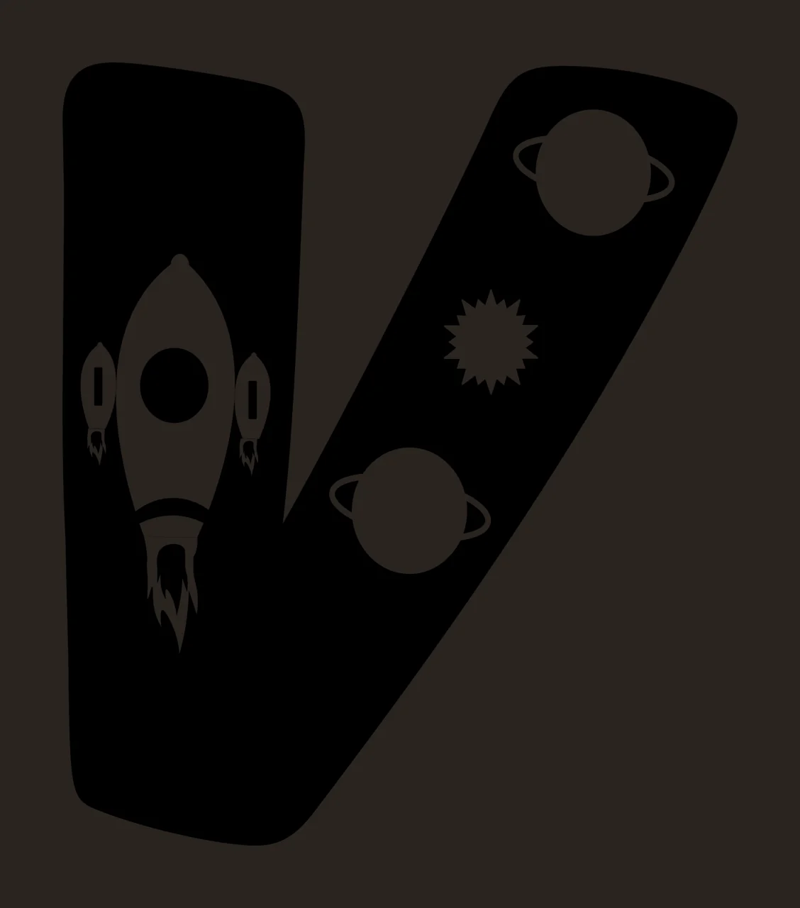 Space Letter V Decorated With Theme Rocket contrast preview thumbnail
