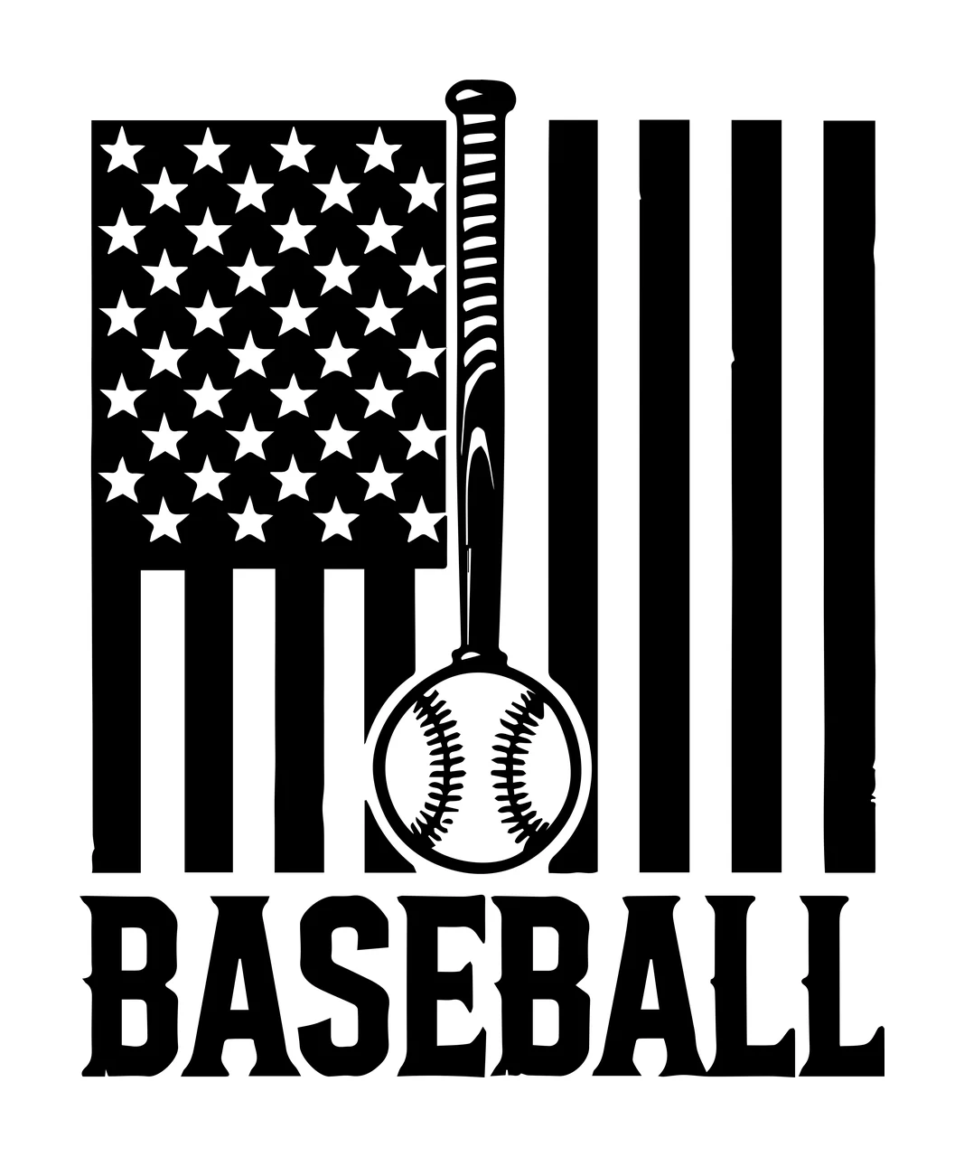 Baseball Flag Text With Pattern design bat typographic black