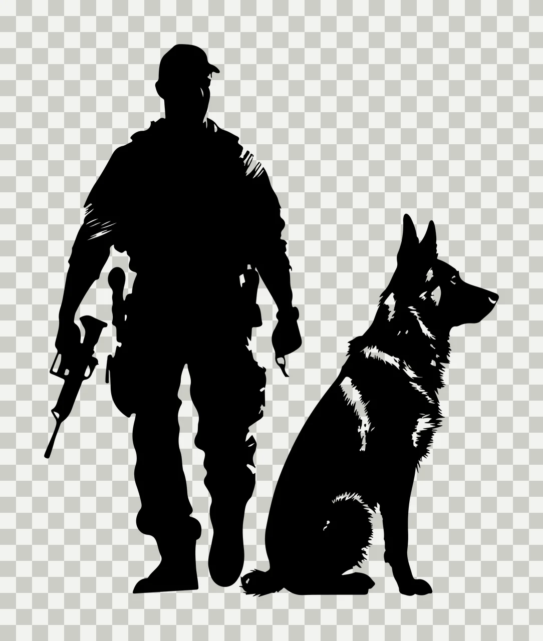 Dog Silhouette Of Person and walking weapon clothing black transparency and detail preview thumbnail