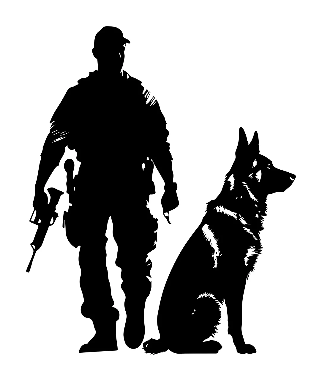 Dog Silhouette Of Person and walking weapon clothing black