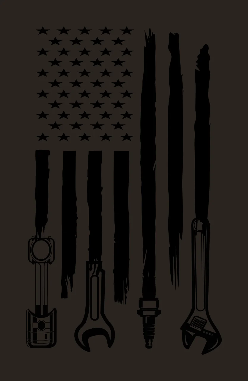 Mechanic American Flag Tools Silhouette hanging piston wrench contrast preview thumbnail