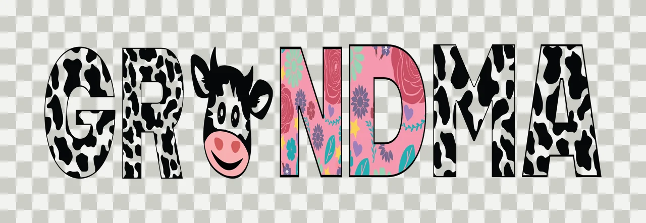 Grandma Text With Animal Head Graphic displaying letter silhouette transparency and detail preview thumbnail