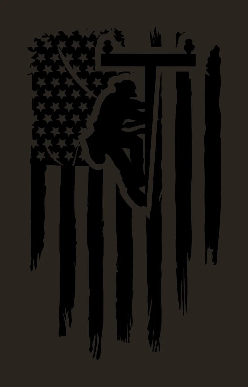 Flag Pole Worker On Utility Person climbing stars stripes silhouette contrast preview thumbnail